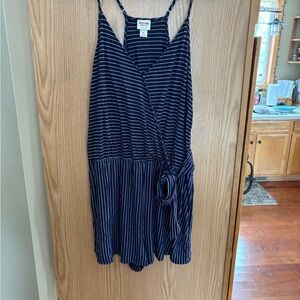 Mossimo Supply Co. Navy and White Striped Jumpsuit
